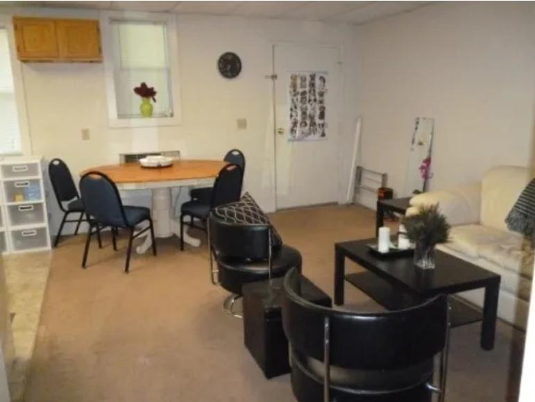 Open living and dining area